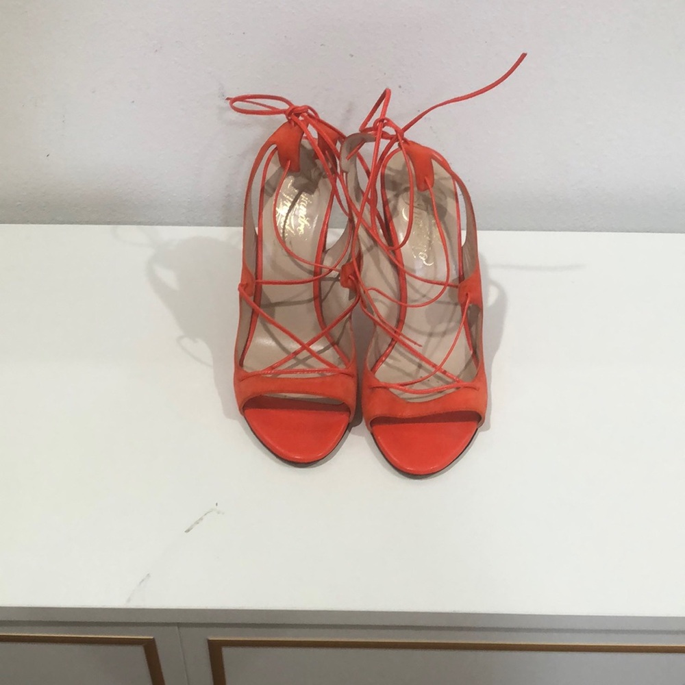 Stylish Orange Lace-Up Women's Heels